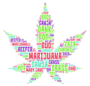 Cannabis slang word cloud